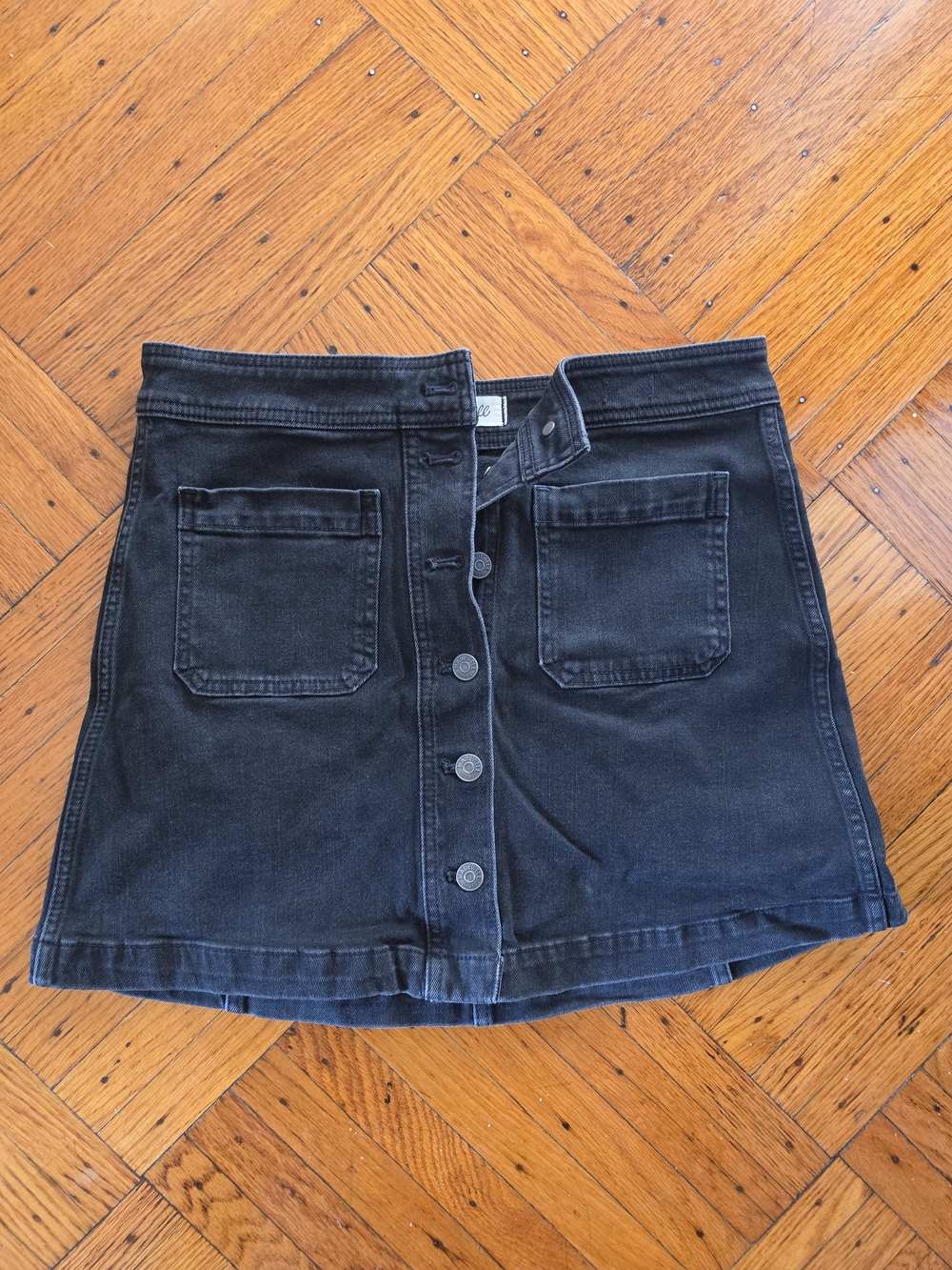 Madewell Black Button-Front Mini Skirt